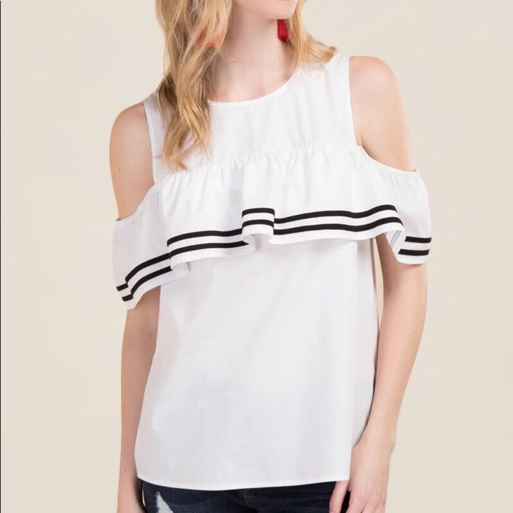 Francescas collection ruffle cold shoulder top NWT